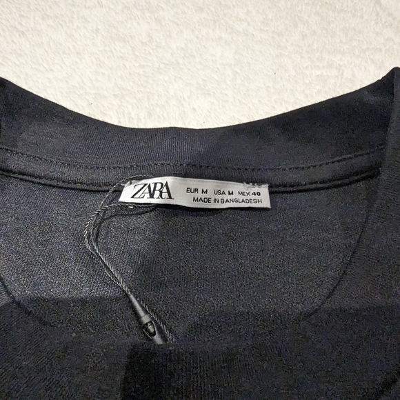 Zara - Plain Black Tee Mens M - Picture 3 of 5